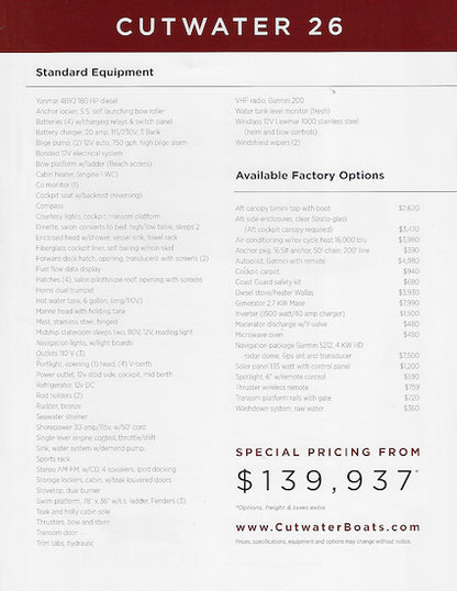 Cutwater 26 Specification Brochure