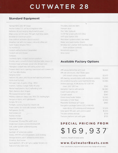 Cutwater 28 Specification Brochure