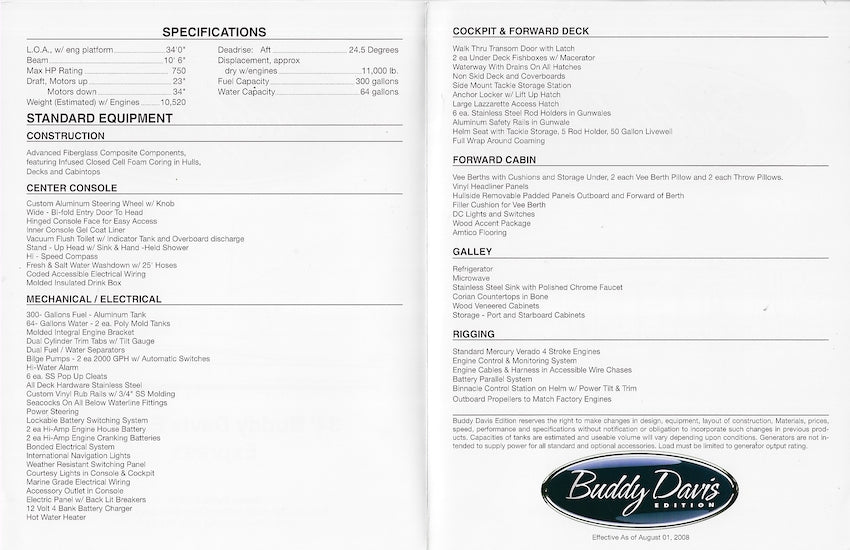 Buddy Davis 34 Express Specification Brochure