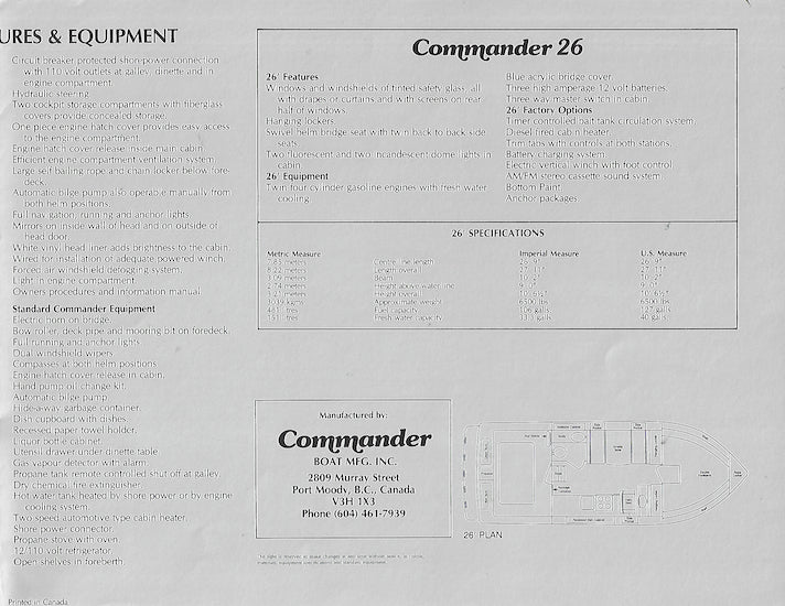 Commander 26 & 30 Specification Brochure