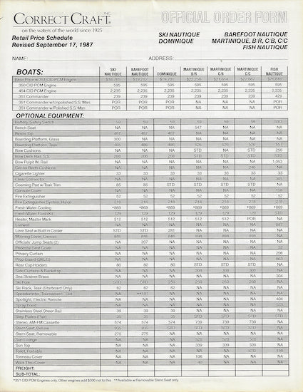 Correct Craft 1988 Nautiques Brochure