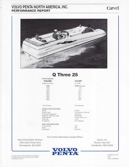 Carvel Q Three 25 Deck Cruiser Brochure Package