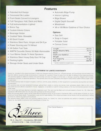 Carvel Q Three 25 Deck Cruiser Brochure Package