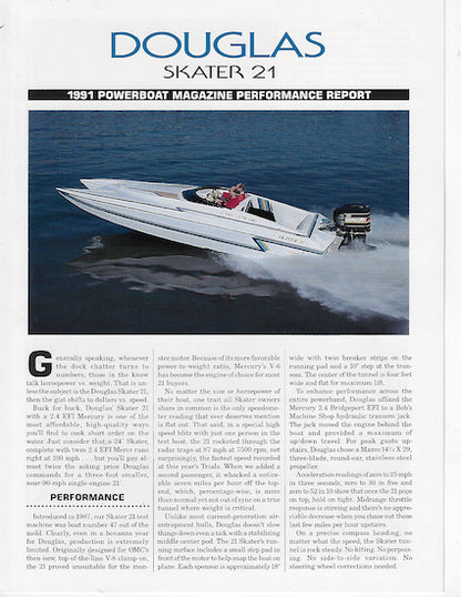 Douglas Skater 21 Powerboat Magazine Reprint Brochure