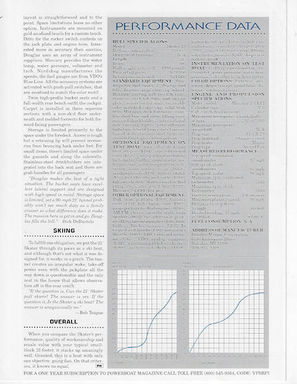 Douglas Skater 21 Powerboat Magazine Reprint Brochure