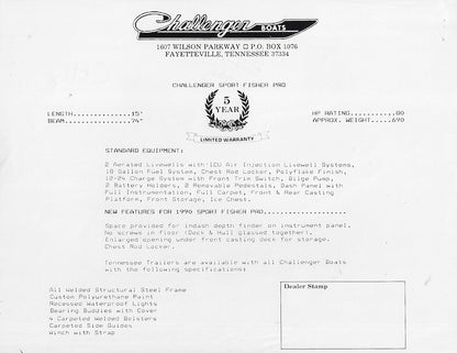 Challenger Sport Fisher Pro Brochure