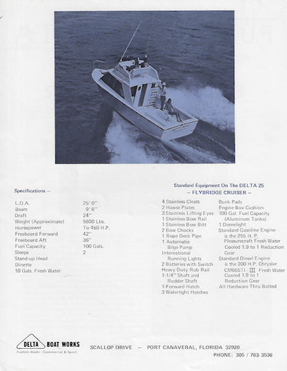 Delta 25 Flybridge Cruiser Brochure