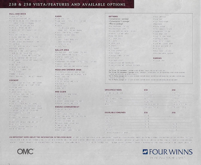 Four Winns Vista 238 & 258 Brochure