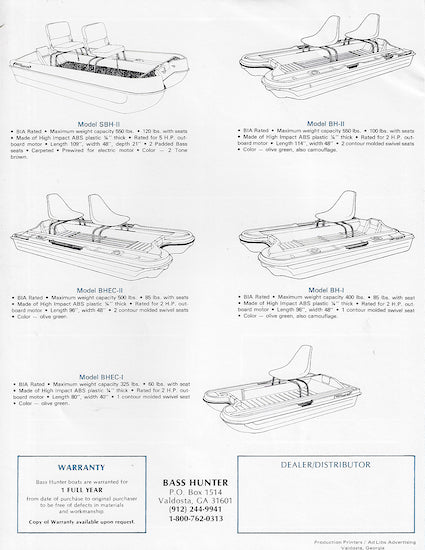 Bass Hunter 1980s Brochure