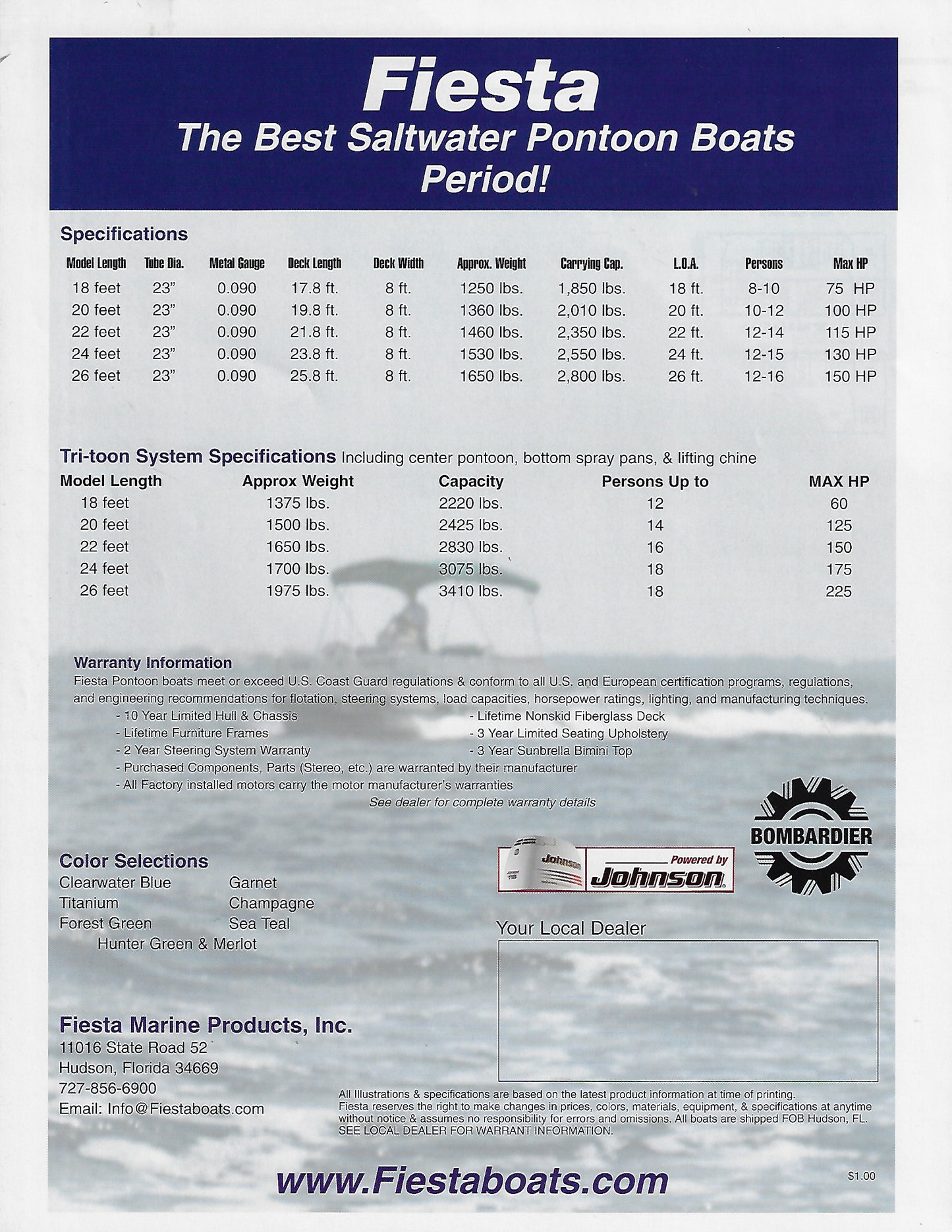 Fiesta Saltwater Pontoon Boat Brochure