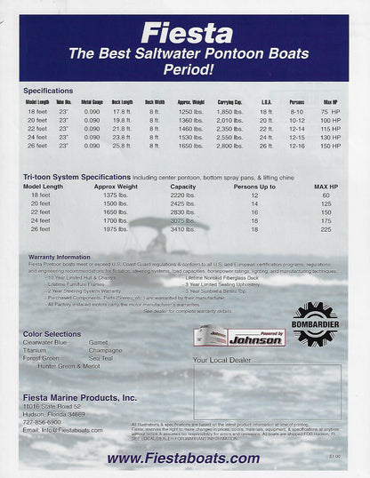 Fiesta Saltwater Pontoon Boat Brochure