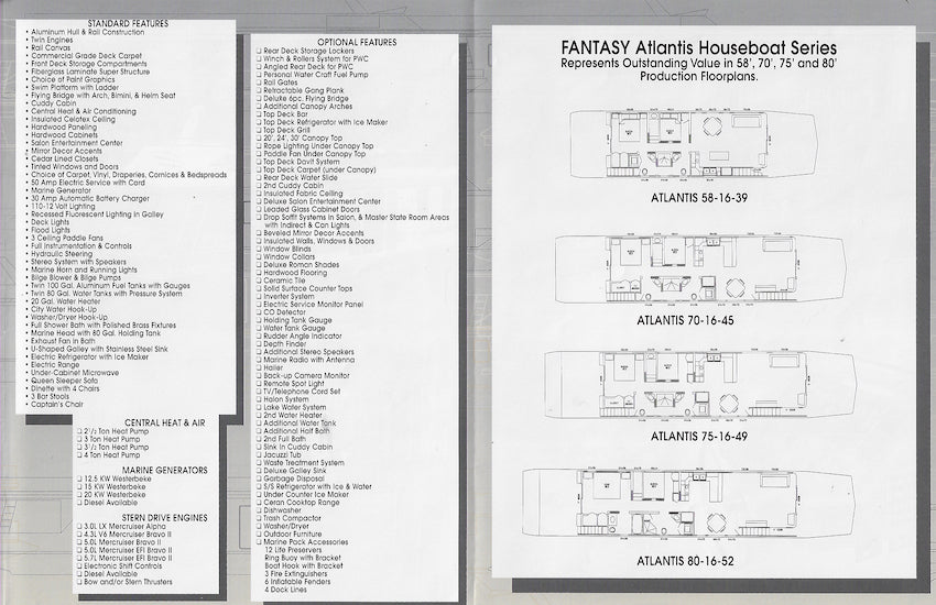 Fantasy Custom Yachts Houseboat Brochure Package