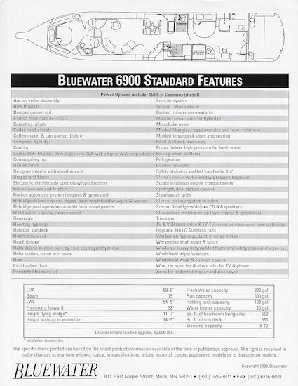 Bluewater 6900 Specification Brochure