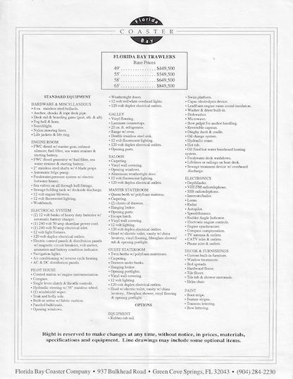 Florida Bay Coaster Specification Brochure