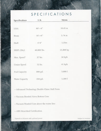 Heisley Caribe 60 Specification Brochure