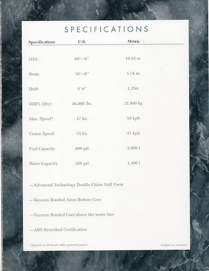 Heisley Caribe 60 Specification Brochure