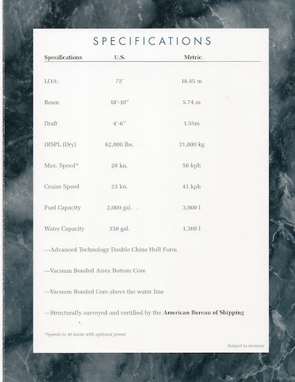 Heisley Caribe 72 Specification Brochure