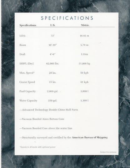 Heisley Caribe 72 Specification Brochure