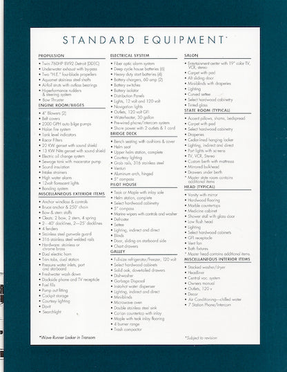 Heisley Caribe 72 Specification Brochure
