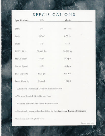 Heisley Caribe 76 Specification Brochure