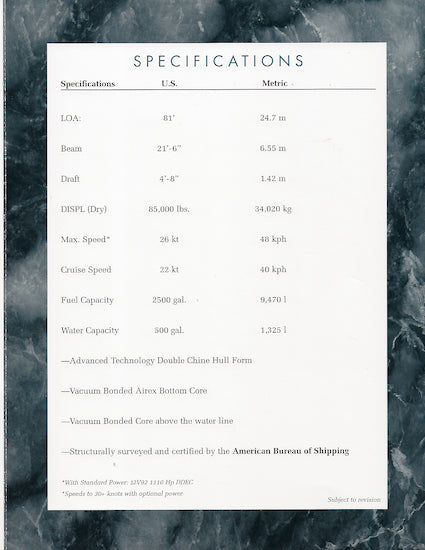 Heisley Caribe 80 Specification Brochure