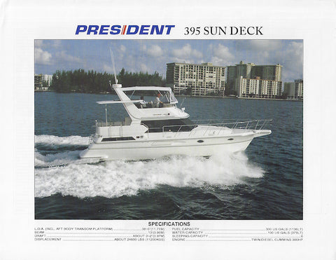 President 395 Sun Deck Specification Brochure