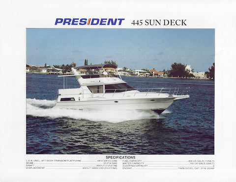 President 445 Sun Deck Specification Brochure