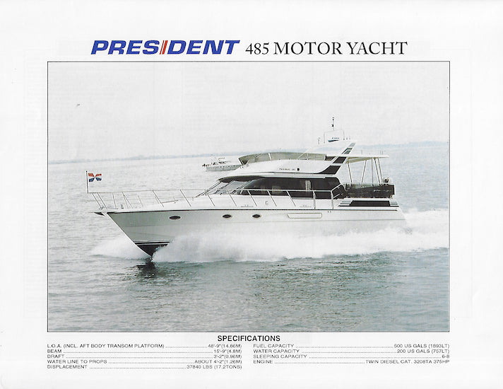 President 485 Motor Yacht Specification Brochure