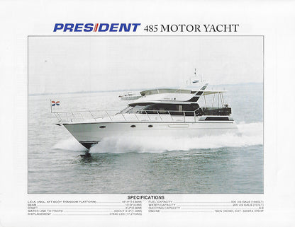 President 485 Motor Yacht Specification Brochure