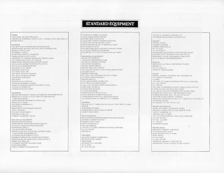 President 545 Motor Yacht Specification Brochure