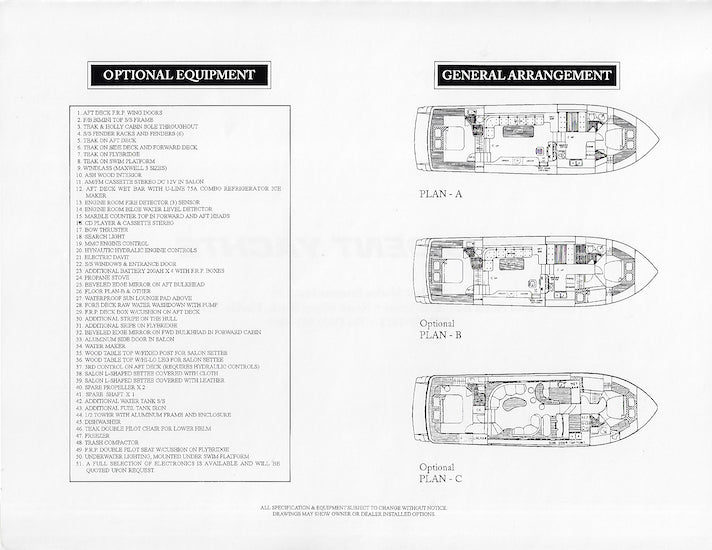 President 545 Motor Yacht Specification Brochure