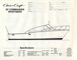 Chris Craft Commander 30 Sportsman Specification Brochure