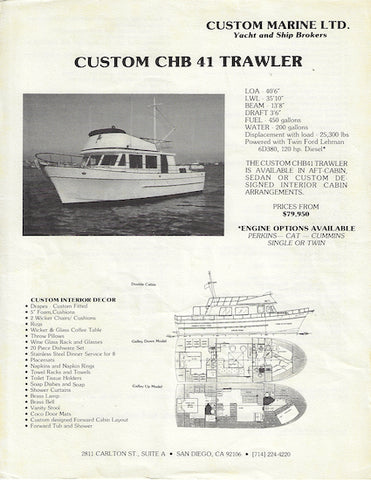 CHB 41 Long Range Trawler Specification Brochure