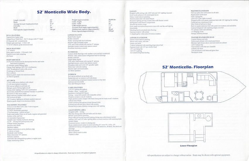 Monticello 52 Wide Body Brochure