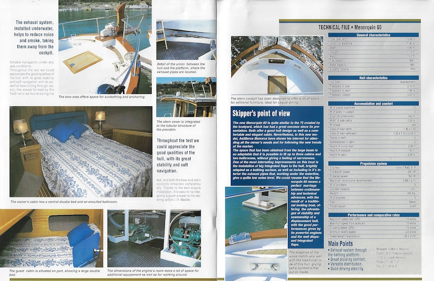 Menorquin 60 Skipper Magazine Reprint Brochure