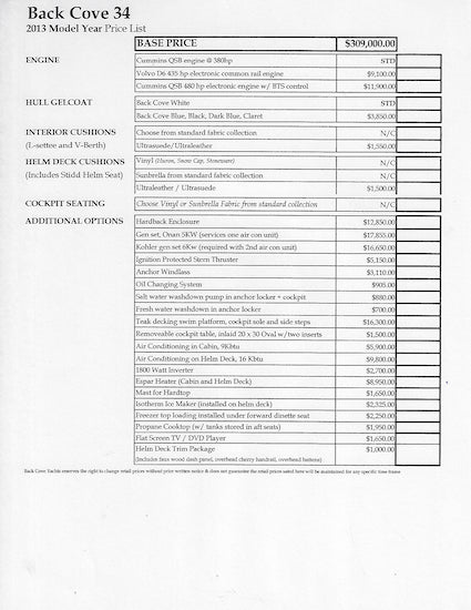 Back Cove 34 Brochure
