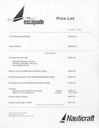 Escapade Brochure
