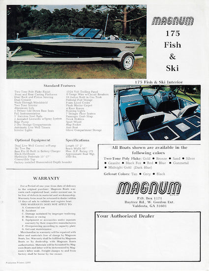 Magnum 1980s Bass Boat Brochure