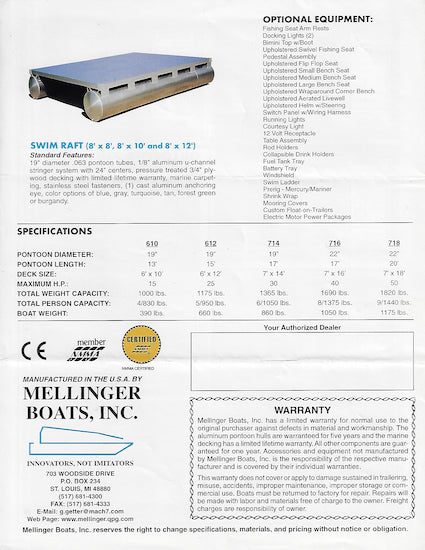 Mellinger 1999 Gillgetter Pontoon Brochure