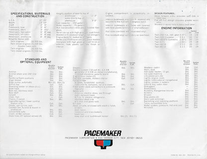 Pacemaker Alglas 38 Sedan Fisherman & Double Cabin Cruiser Brochure