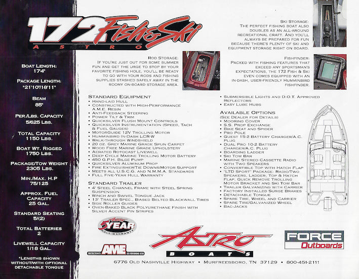 Astro 172 Fish & Ski Brochure – SailInfo I boatbrochure.com