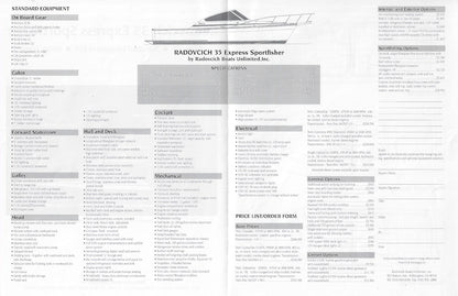 Radovcich 35 Express Sportfisher Specification Brochure