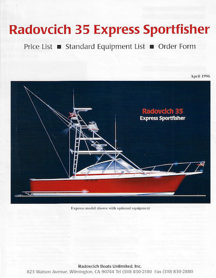 Radovcich 35 Express Sportfisher Specification Brochure