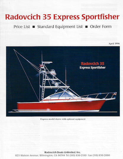 Radovcich 35 Express Sportfisher Specification Brochure