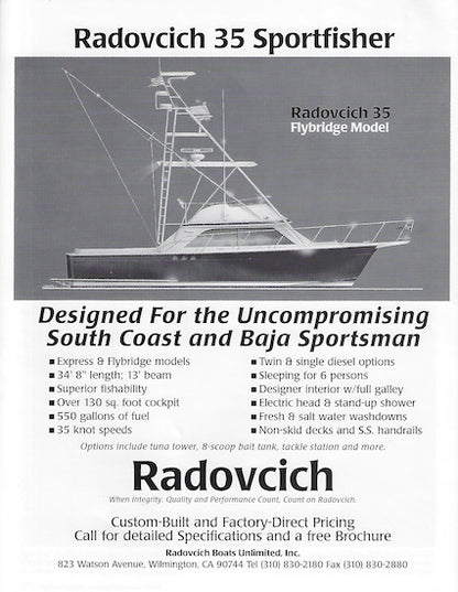 Radovcich 35 Flybridge Sportfisher South Coast Sprotfishing Magazine Reprint Brochure