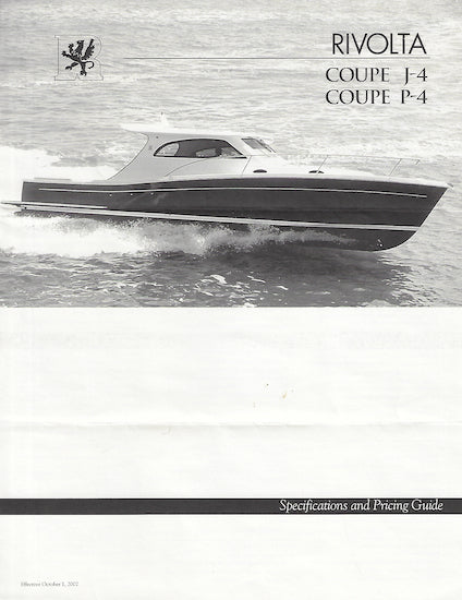 Rivolta Jet Coupe J4 and Coupe P4  Specification Brochure