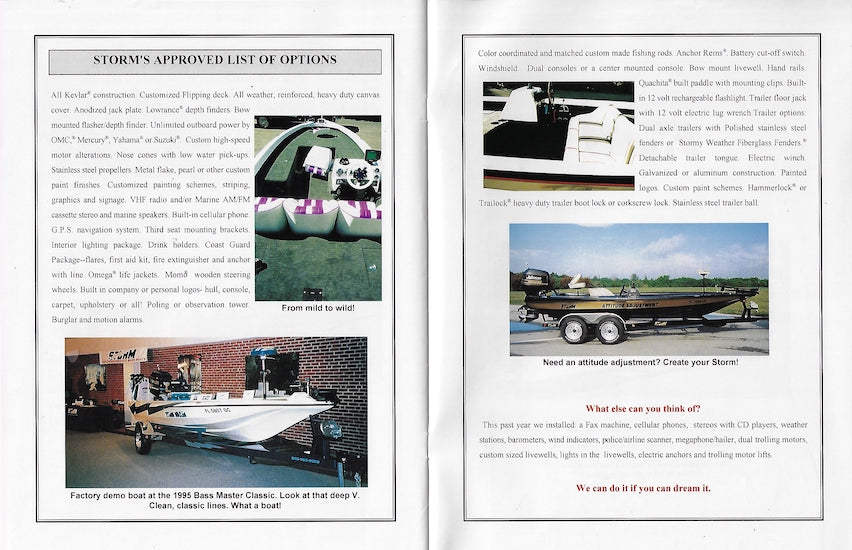 Storm 1996 Bass Boat Brochure