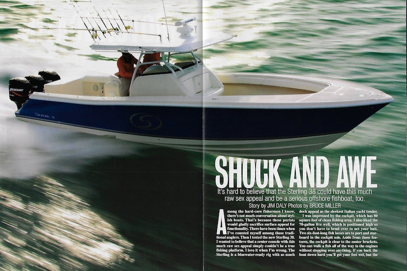 Sterling 38 Open Fish Motorboating Magazine Reprint Brochure