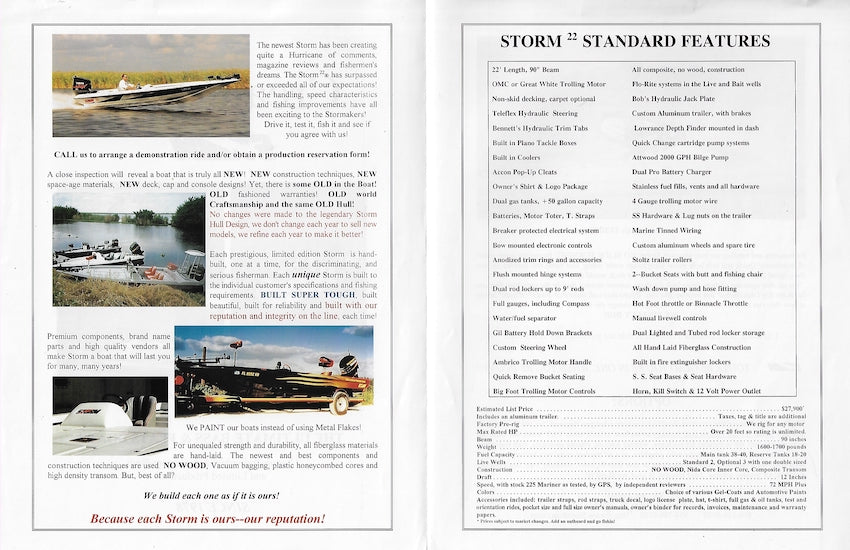 Storm 22 Bass Boat Brochure