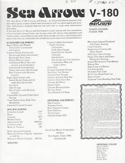 Sea Arrow V-180 Brochure